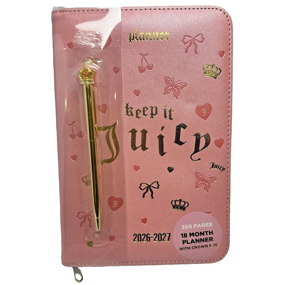 Juicy Couture Other - Juicy Couture 2026-2027 Zip Planner Journal Gold Crown Pen 18 Month New